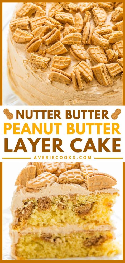 Nutter Butter Peanut Butter Layer Cake, dessert ideas, easy cake recipes Peanut Butter Layer Cake, Brownies Truffles, Peanut Butter Pound Cake, Ic Diet, Butter Pound Cake, Yummy Deserts, Nutter Butter Cookies, Butter Cake Recipe, Nutter Butter