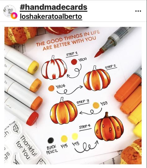 Copic Pumpkin Colors, Coloring Pumpkins With Markers, Ohuhu Marker Tutorials, Coloring With Markers Tips, How To Use Markers To Color, Ohuhu Tutorial, Copic Color Combos, Copic Coloring Tutorials, Marker Coloring Techniques