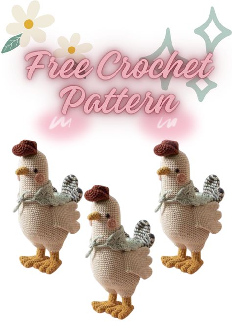 Chicken Amigurumi Free Pattern, Chicken Crochet Pattern Free, Big Chicken, Biggest Chicken, Crochet Chicken, Free Amigurumi Patterns, Crochet Top Pattern, Amigurumi Free Pattern, Knitted Toys