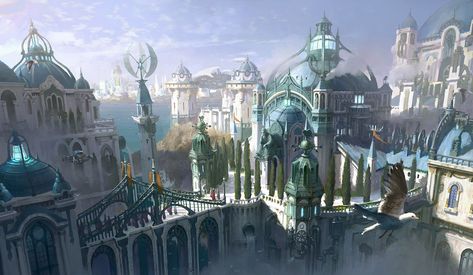 Steam Punk City, Dragon Gate, Sky Castle, Hipster Art, Fantasy City, Fantasy Castle, Fantasy Setting, Fantasy Places, Steampunk Art