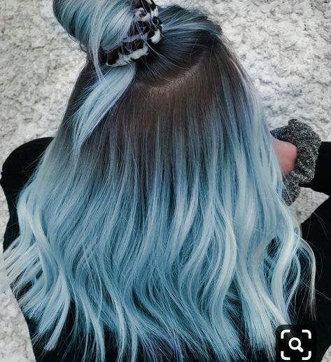 Pastel Blue Hair Ombre, Light Blue Balayage, Light Blue Hair Dye, Blue Hair Balayage, Icy Blue Hair, Blonde And Blue Hair, Fox Hair Dye, Mint Green Hair, Blue Hair Pins