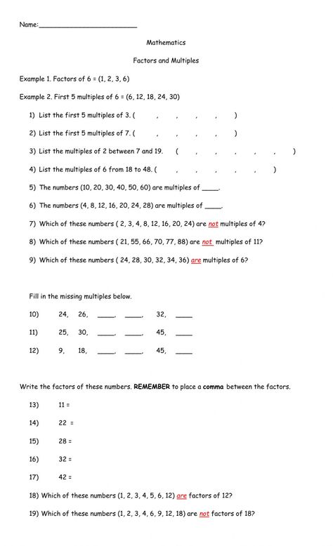 Factors and multiples online worksheet for Grade 4. You can do the exercises online or download the worksheet as pdf. Factors And Multiples Worksheet, Multiples Worksheet, Factors Of Numbers, 99 Number, Class 4 Maths, Grade 5 Math Worksheets, Word Puzzles For Kids, Number Sense Worksheets, Math Fact Worksheets