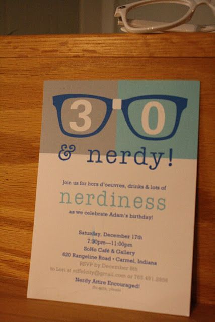 Dang! I should have done a 30 & nerdy party for Justin! Oh well, maybe my 30th! Cake Birthday Boy, Dirty Thirty Party, Beaker Glass, Robot Cake, Nerd Party, Vases Centerpieces, Glass Vases Centerpieces, Nerdy Outfits, 30th Party