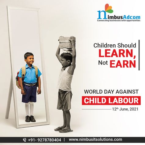 Let's build a better future and educate children. #WorldAgainstChildLabour #NimbusAdcom #ChildLabourDay #childlabour #childlabourfree #StopChildLabour Ngo Creative Ads, Child Labour Day Creative Ads, Education Ads Creative, Children's Day School, Remarks For Report Card, Hotel Marketing Design, Banks Ads, Typography Shirt Design, Hotel Ads