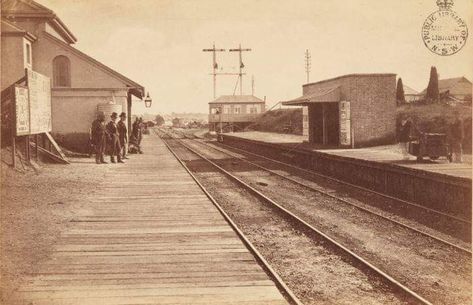 Parramatta Railway Junction....one of Sydney's original stations in the 1800s.Parramatta Railway Station is one of Sydney's oldest.Sydney's first line connected Sydney and Parramatta Junction near Granville and opened on 26 September 1855.It was extended to the current Parramatta station on 4 July 1860.   🌺   •State Library of NSW•   🌺 Western Sydney University Parramatta, Chennai Egmore Railway Station, Prayagraj Railway Station, The Grounds Of Alexandria Sydney, Australia History, Sydney City, Shornur Railway Station, Railway Station, Sydney