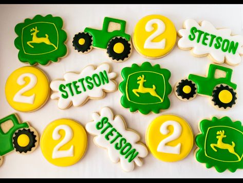 Tractor Birthday Cookies, Tractor Cookies, Dude Birthday, John Deere Birthday, Tractor Party, Old Tractor, Tractor Birthday, Second Birthday, Cookie Ideas