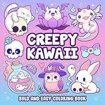 Cute Anime Art Simple, Simple Coloring Pages For Adults, Simple Coloring Pages, Creepy Kawaii, Kawaii Pastel Goth, Cute And Spooky, Mommy Time, Easy Coloring, Christmas Card Art