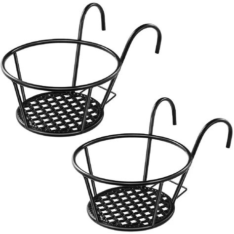 Red Barrel Studio® 2Pcs Hanging Railing Planter Iron Art Hanging Baskets Flower Pot Holder Plant Holder Over The Rail Metal Fence Planters | Wayfair Fence Planters, Fence Plants, Metal Flower Pots, Railing Planters, Hanging Flower Baskets, Balcony Plants, Flower Pot Holder, Candle Displays, Metal Fence