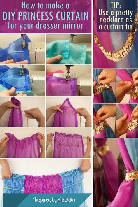 DIY Princess Curtain // Inspired by Aladdin. Inspired by Disney’s Aladdin Diamond Edition. Now on Blu-ray™, Digital HD & Disney Movies Anywhere. Aladdin Decorations Ideas, Alladin Bedroom Ideas, Aladdin Diy Decor, Aladdins Lamp, Princess Jasmine Party, Arabian Party, Princess Jasmine Birthday Party, Aladdin Birthday Party, Princess Jasmine Birthday