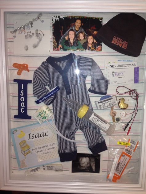 ️NICU shadow box Newborn Shadow Box Boy, Shadow Box For Baby Boy, Nicu Baby Shadow Box Ideas, Baby Shadow Box Boy, Baby Boy Shadow Box Ideas, Newborn Shadow Box Ideas, Nicu Keepsakes, Newborn Shadow Box, Diy Shadow Box Ideas