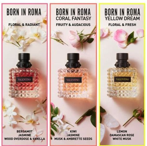 Valentino Donna Born In Roma Perfume Valentino Parfum, Valentino Donna Born In Roma, Valentino Born In Roma, Valentino Perfume, Born In Roma, Valentino Beauty, Fragrances Perfume Woman, Inspiration Tattoos, Perfume Collection Fragrance