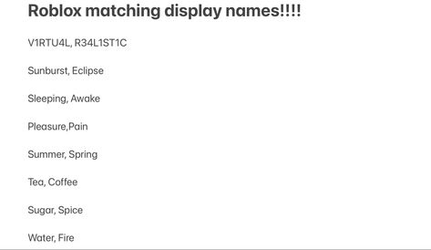 Matching Roblox Display Names, Roblox Display Names, Roblox Names, Display Names, Roblox Ideas, Bio Ideas, Spring Tea, Quick Saves
