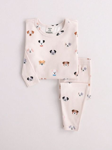 SHEIN 2pcs Baby Boy Cute Puppy Pattern Knit Soft Comfy Long Sleeve Pajama SetI discovered amazing products on SHEIN.com, come check them out! Soft Pajama Pants, Puppy Pattern, Cute Cartoon Bear, Color Borgoña, Soft Pajamas, Animal Cartoon, Cartoon Bear, Boys Pajamas, Sleepwear Sets