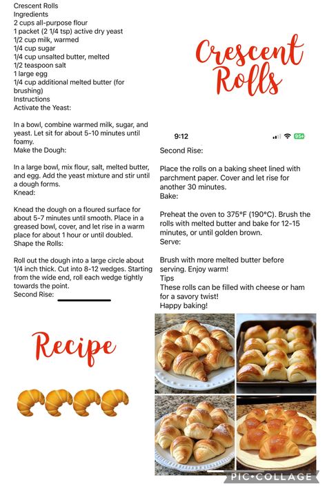 Cressant Recipes, Croissant Dinner Recipe, How To Make Croissants, Easy Croissant Recipe, Cafe Library, Making Dough, Homemade Recipe Books, Famous Recipes, Baked Breads