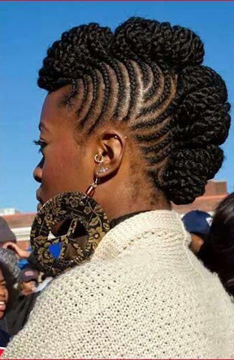 Big Cornrow Braids, Cornrow Mohawk, Natural Hair Mohawk, Braided Mohawk Hairstyles, Mohawk Styles, Mohawk Braid, African Hair Braiding Styles, Mohawk Hairstyles, Natural Hair Updo