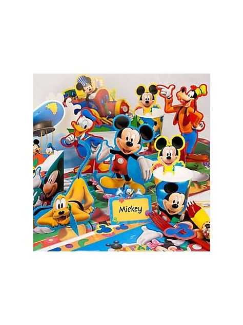 decorations Mickey Mouse Table Decorations, Mickey Mouse Birthday Party Decorations, Paper Table Decorations, Mickey Mouse Table, Mickey Mouse Party Decorations, Birthday In A Box, Mickey Decorations, Table Decorating, Mickey Mouse Parties