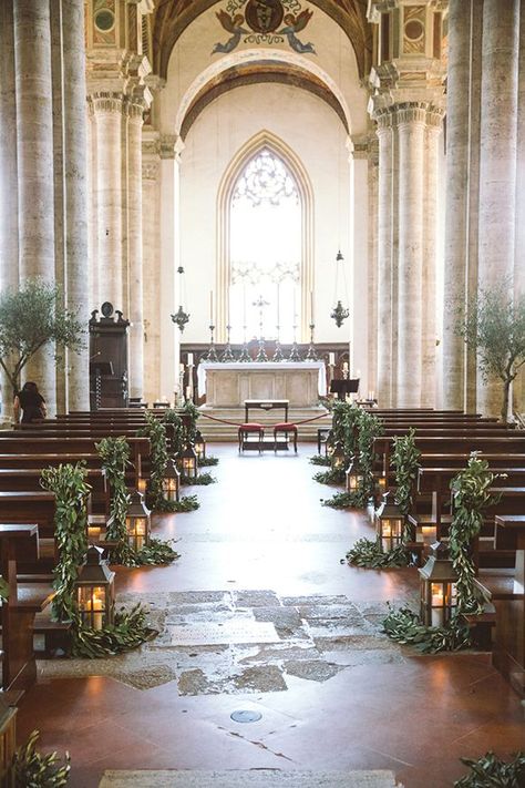 Old World Cathedral Wedding Ceremony | Les Amis Photography | Emerald Isle - Graceful Irish Wedding Ideas for Saint Patrick Cathedral Wedding Ceremony, Church Aisle, Church Wedding Decorations, Cathedral Wedding, Tuscan Wedding, Wedding Church, Church Ceremony, Irish Wedding, Aisle Decor