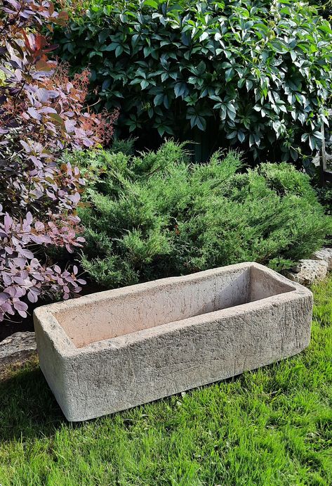 Garden Collection handcrafted hypertufa flower trough for lovers of the English garden Flower Trough, Concrete Trough, Unique Crafts, English Garden, For Lovers, The English, Glamping, Flowers