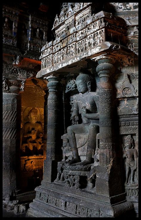 2000, Ajanta : Seated Buddha Stupa : Cave 26 | by Indianature14 Ajanta Caves Sculpture, Ajanta Ellora, Ajanta Caves, Historical Sculptures, Buddha Temple, Ancient Indian Architecture, Amazing India, Art Studio Room, Indian Sculpture