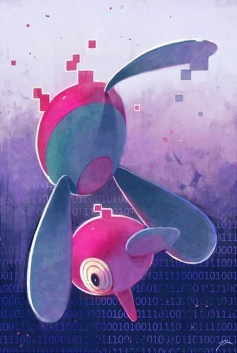 Porygon Z, Pokemon, Green, Pink, Blue, Art, Pokémon