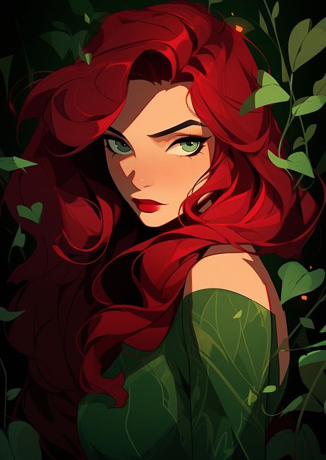 Ivy Draw, Red Hair Cartoon, Poison Ivy Dc Comics, Lush Plants, Batman Art, Amazing Drawings, Dc Comics Art, Poison Ivy, Comic Book Artists