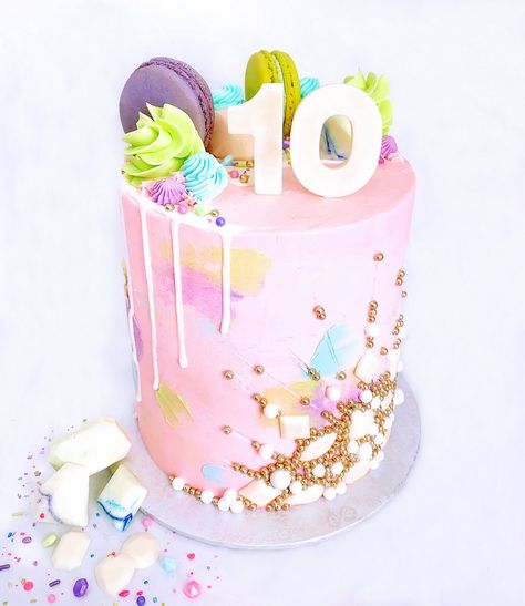 10th Birthday Cakes For Girls, Bday Cakes For Girls, Birthday Cale, Enchanted Forest Birthday Party, Girly Birthday Cakes, Dessert Catering, Donut Themed Birthday Party, Charlotte Cake, 10 Birthday Cake