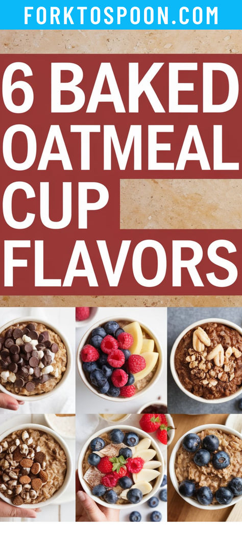 Six Blended Baked Oatmeal Recipes That Are Easy And Delicious Make breakfast a breeze with this collection of 6 easy, healthy, and tasty blended baked oatmeal recipes! Perfect for single servings or feeding the whole family—everyone can enjoy their favorite flavor. Which one will be your go-to? Baked Oatmeal Cups Recipes, Single Serve Baked Oatmeal, Blended Baked Oatmeal, Air Fryer Oatmeal, Overnight Baked Oatmeal, Baked Oatmeal Recipes Healthy, Oats Recipes Breakfast, Air Fryer Breakfast, Oatmeal Bites