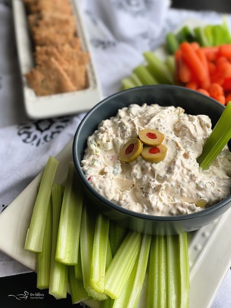 Olive Dip (Old Fashioned Stuffed Celery Dip) Olive Stuffed Celery, Celery With Cream Cheese, Celery Dip, Cream Cheese Everything Bagel Seasoning, Green Olive Dip, Canned Refried Beans, Warm Bean Dip, Stuffed Celery, Olive Snack