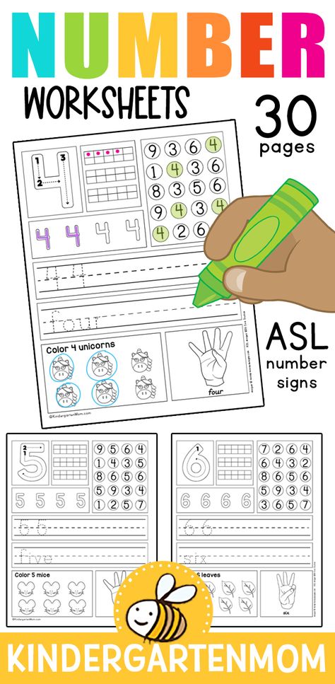 Grade 1 Activities Free Printables, Counting Hands Printable, Math Writing Kindergarten, How To Write Numbers Kindergarten, Pre K Numbers Free Printable, Number Tracing Activities, Teaching Numbers 1-5, Maths For Preschoolers Activities, Kindergarten Math Worksheets 1-10