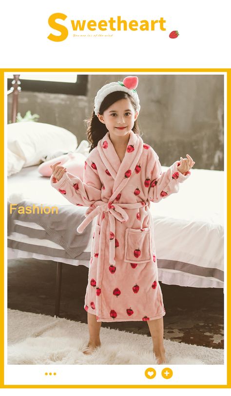 Flannel Girl, Blue Ice Cream, Ice Cream Pink, Flannel Robe, Pink Ice Cream, Girls Flannel, Kids Flannel, Girls Robes, Pink Bear