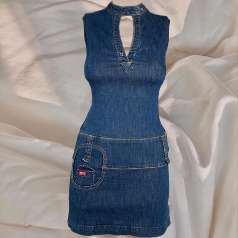 • Miss Sixty Vintage Denim Jeans Retro Mini Dress... - Depop Miss Sixty 90s, Thrifting Manifestation, Retro Mini Dress, Vintage Denim Jeans, Miss Sixty, Button Dress, Y2k 2000s, Vintage Denim, Denim Jeans