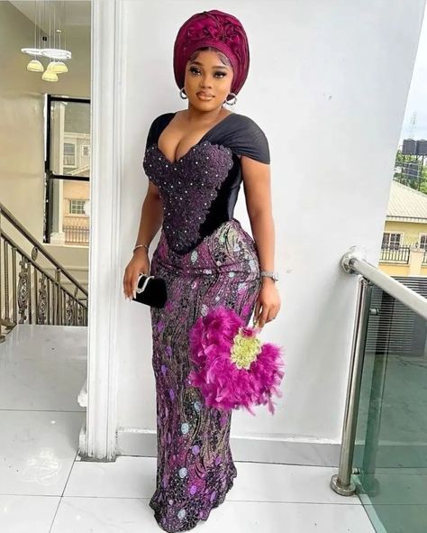 Owanbe Styles For Lace Corset, Gowns Ankara Styles, Owanbe Styles For Lace, Ashoebi Gowns, Asoebi Dress Styles, Owanbe Styles, Aso Ebi Lace Styles, Ankara Dress Designs, Nigerian Lace Styles Dress