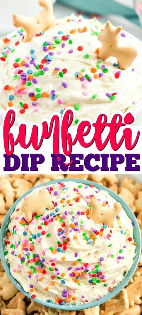 Animal Cracker Dip, Funfetti Dip Recipe, Cake Mix Dip, Birthday Cake Dip, Funfetti Recipes, Funfetti Dip, Cupcakes Funfetti, Animal Cracker, Fresh Fruit Cake