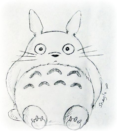 Totoro Sketch :) Totoro Sketch, Totoro Drawing, Studio Ghibli, Character Drawing, Drawing Ideas, Drawing Sketches, Body Art, Female Sketch, Mario Characters