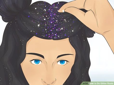 Simple Ways to Do Glitter Roots: 13 Steps (with Pictures) Glitter Part Hair, Diy Glitter Gel For Hair, How To Make Hair Glitter Gel, Diy Glitter Hair Gel, Diy Hair Glitter Gel, Diy Hair Glitter, Glitter Gel For Hair, Glitter Roots Hair, Glitter Hair Gel