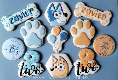 Bluey Cartoon Royal Icing Cookies, Bluey Bingo Cookies, Bluey 2nd Birthday Cookies, Bluey Themed Cookies, Bluey Cookies Birthday, Bluey Cookie Ideas, Bluey Cookies For Boys, Bluey Cookies For Girl, Bluey Cookies Decorated