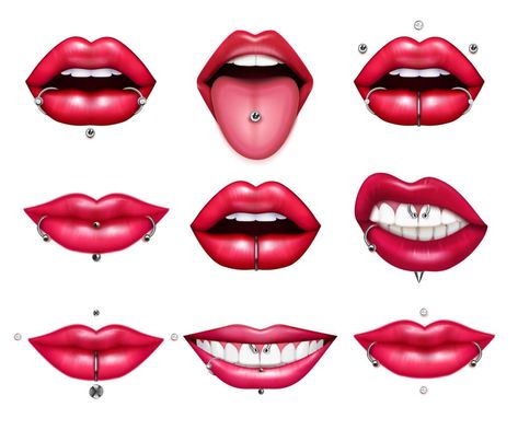 What to Consider Before Getting Body Piercings (Ultimate Guide) Different Lip Piercings, Rhino Piercing, Snake Bite Piercing, Mouth Piercings, Lip Types, Ear Piercings Chart, Piercing Chart, Double Ear Piercings, Lip Piercings