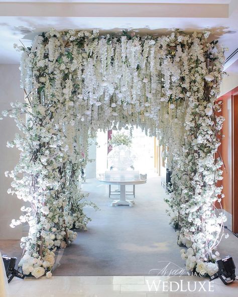 Wedding Tunnels, Ceremony Backdrop Outdoor, Wisteria Wedding, White Wisteria, Church Wedding Decorations, All White Wedding, Dream Photography, Wedding Entrance, Ceremony Backdrop