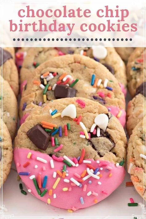 Chocolate Chip Birthday Cookie, Birthday Chocolate Chip Cookies, Chocolate Chip Cookies With Sprinkles, Business Blessings, Cookies With Sprinkles, The Perfect Cookie, Homemade Chocolate Chips, Bakery Food, Birthday Chocolate