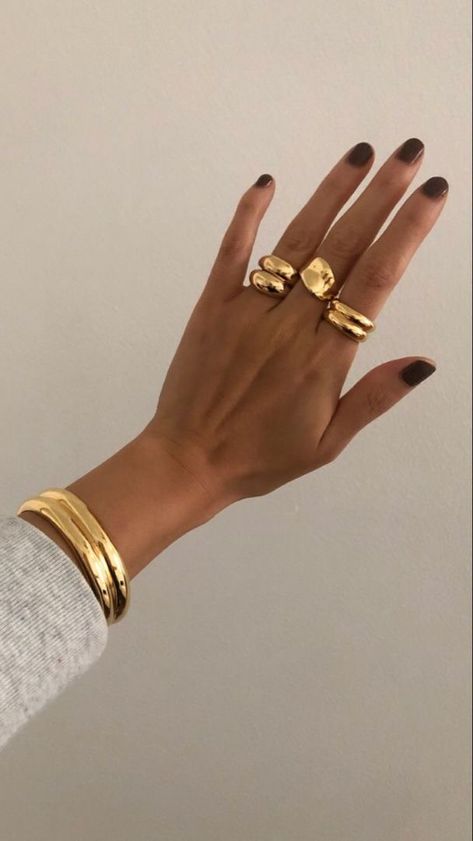 Dope Jewelry, Chunky Jewelry, Classy Jewelry, Jewelry Lookbook, Stacked Jewelry, Jewelry Photography, Domed Ring, Affordable Jewelry, Girly Jewelry