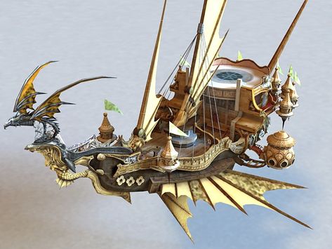 Steampunk Dragon Airship 3d model 3ds Max files free download - modeling 37123 on CadNav Steampunk Ornaments, Airship Model, Airship Art, Top Down View, Steampunk Dragon, Flying Ship, Steampunk Airship, Spaceship Art, Spaceship Design