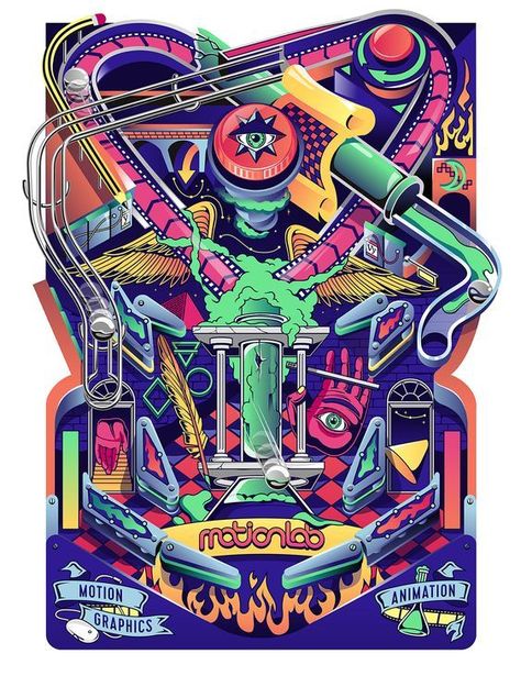 Video For Youtube, Pinball Art, Environment Painting, Japanese Stuff, Game Illustration, Pop Art Wallpaper, Poster Layout, Geek Art, Illustration Poster