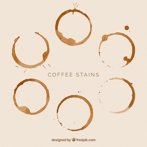 Realistic coffee cup stain collection  Free Vector Coffee Stain Tattoo, Coffee Font Design, Coffee Ring Tattoo, Coffee Ring Art, Coffee Stain Art, Coffee Graphic Design, Coffee Ring Stain, Coffee Cup Logo, Coffee Graphics