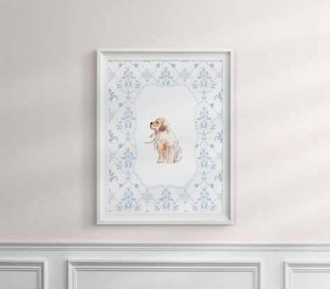 Golden Retriever Nursery, Dog Nursery Decor, Golden Retriever Baby, Puppy Wall Art, Puppy Nursery, Kids Nursery Art, Unorganized Idea, Dog Nursery, Puppy Art