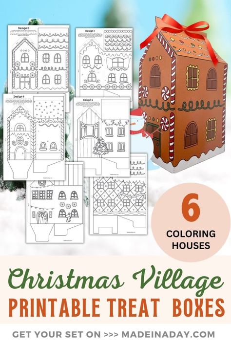 Diy Christmas Village Houses, Christmas Treat Boxes, Winter Wonderland Decor, Wonderland Decor, Christmas Treats Boxes, Diy Christmas Village, Christmas Village Houses, Coloring Supplies, What Is Christmas