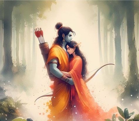 Ram And Sita, Pixel Art Landscape, Indian Women Painting, Sita Ram, Women Painting, Indian Gods, Art Landscape, Woman Painting, Radha Krishna