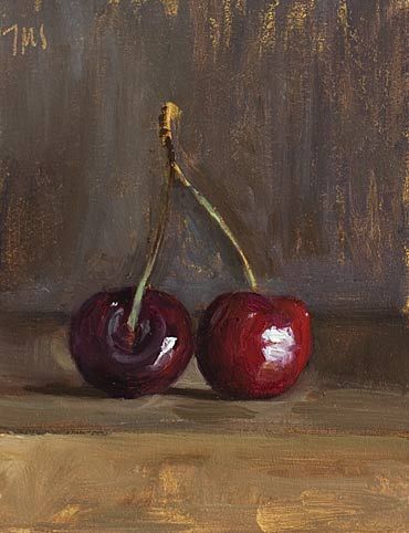 Fruits Reference, Cherries Painting, Canvas Inspiration, Painting Study, Still Life Fruit, Life Paintings, Fruit Painting, Daily Painting, Painting Still Life