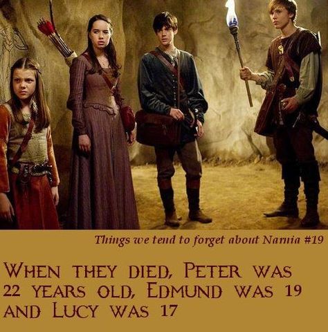 Susan???? <<-- either 21 or 20 I'd guess, when she lost most of her family Narnia Eustace, Pevensie Siblings, Susan Pevensie, Peter Pevensie, Lucy Pevensie, Narnia 3, Edmund Pevensie, Prince Caspian, Ensemble Cast