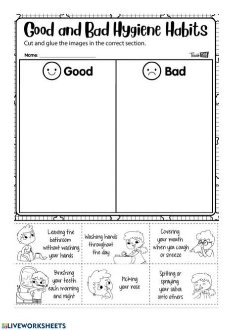 Elementary Hygiene Lessons Activities, 2nd Grade Health Lessons, Healthy Habits Worksheet For Preschool, Hygiene Worksheets Free Printable, Self Hygiene Activities For Kids, Moral Science Worksheet, Good And Bad Habits Worksheet For Kids, Healthy Habits Worksheet, Dental Preschool