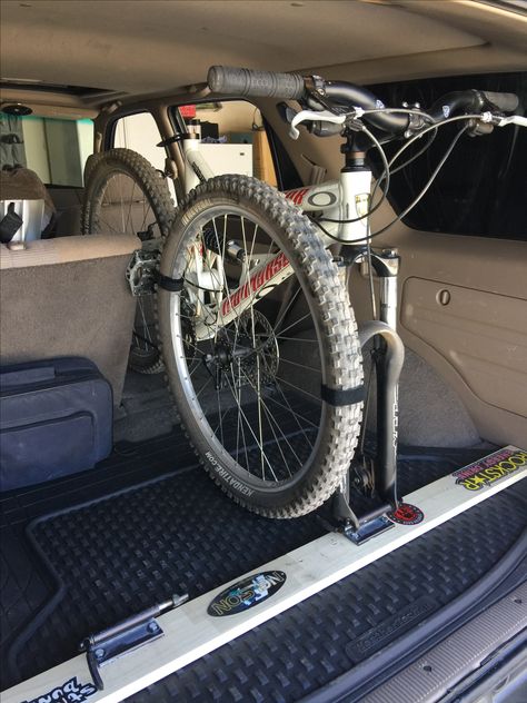 DIY internal SUV Bike Rack (3rd gen Toyota 4Runner) Bike Rack For Car, Diy Truck Bike Rack, Bike Rack Car, Bike Storage In Van, Pvc Bike Racks, Bike Roof Rack, Suv Bike Rack, Truck Bike Rack, Rack Velo